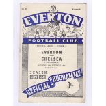 Everton v Chelsea 1951 17th February Football League Division 1 rusty staple small piece paper