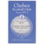 Chelsea v Brighton & Hove Albion 1952 23rd February Football Combination Cup vertical crease