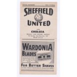 Sheffield United v Chelsea 1947 22nd November League Division 1 horizontal crease
