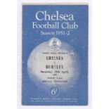 Chelsea v Burnley 1952 19th April League Division 1 pages loose as no staples