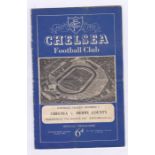 Chelsea v Derby County 1952 27th August League Division 1 horizontal & vertical creases rusty