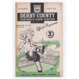 Derby County v Chelsea 1952 3rd May League Division 1 tear left centre approx. 1"