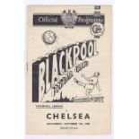 Blackpool v Chelsea 1950 7th October League Division 1 horizontal & vertical creases
