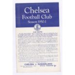 Chelsea v Sunderland 1950 28th October League Division 1 horizontal & vertical creases
