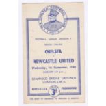 Chelsea v Newcastle United 1948 1st September League Division 1 score & team change in pen
