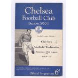 Chelsea v Sheffield Wednesday 195019th August League Division 1 horizontal & vertical creases