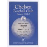Chelsea v Stoke City 1952 22nd March Football League Division 1 no staples team change & scores in