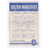 Bolton Wanderers v Chelsea 1952 6th September League Division 1vertical crease rusty staple