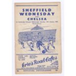 Sheffield Wednesday v Chelsea 1949 15th January League Division 1score in pencil bottom left front