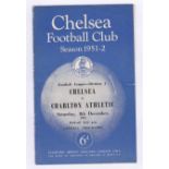 Chelsea v Charlton Athletic 1951 8th December Football League Division 1 rusty staples horizontal