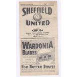 Sheffield United v Chelsea 1948 20th November League Division 1 horizontal crease