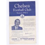 Chelsea v Tottenham Hotspur 1950 14th October League Division 1 horizontal crease