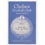 Chelsea v Brentford 1952 9th February Football Combination Cup vertical & horizontal creases