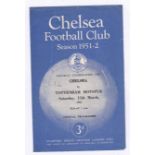 Chelsea v Tottenham Hotspur 1952 15th March Football Combination Cup horizontal crease