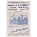 Sheffield Wednesday v Chelsea 1951 24th February Football League Division 1 vertical crease