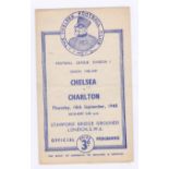 Chelsea v Charlton 1948 16th September League Division 1 horizontal & vertical creases