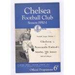 Chelsea v Newcastle United 1951 13th January Football League Division 1team change & score in pen