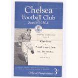 Chelsea v Southampton 1950 21st October Football Combination Section B horizontal & vertical