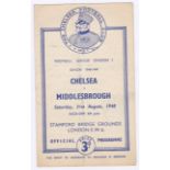 Chelsea v Middlesbrough 1948 21st August League Division 1 vertical crease