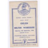 Chelsea v Bolton Wanderers 1948 4th September League Division 1 vertical crease score & team