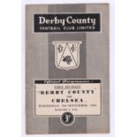 Derby County v Chelsea 1952 3rd September League Division 1vertical crease team change in pen