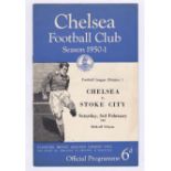 Chelsea v Stole City 1951 3rd February Football League Division 1 vertical crease