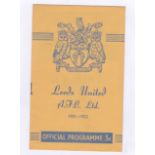 Leeds United v Chelsea 1952 23rd February F.A. Cup 5th Round rusty staple score in pencil vertical