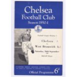 Chelsea v West Bromwich Albion 1950 16th September League Division 1 vertical crease score in pen