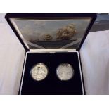 Great Britain 2005-Trafalgar £5, two coins, cased silver proof set-Royal Mint case and certificate