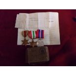 British WWII Medal Trio to: 14259743 Pte. K. Worrall. The Africa Star, The Italy and 1938-45 Medal