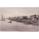 Postcards-Sussex-Worthing-Sea front view yachts etc RP view, used Worthing 1906