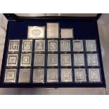 Great Britain-Worlds First Historical Stamps set of 24 silver proof ingots- a quality set, boxed all