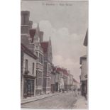 Postcards-Herts-Royston High Street-Colour card, unused, m/s dated 1915, pub Clarks Series
