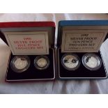 Great Britain 1990-50 Pence + 10 Pence- silver pence two coins set and 1992 ten pence silver proof