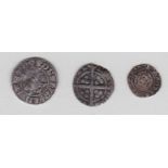 Edward III long cross pennies (2) and 1603 James I penny NF/Fine (3)