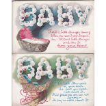 Postcards-Greetings-Four delightful ‘Baby’ colour postcards-B.B. London series No.43 (German Chromo)