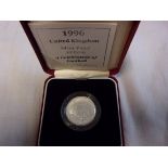 Great Britain 1996-Two Pounds European Football-Silver Proof, Royal Mint Case and certificate