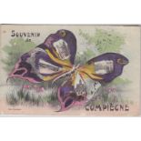 Postcards-Beautiful Butterfly Multi-View French postcard-Compeigne-edit Cornibus