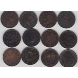 Farthings – Victoria Young Head range 1860-1893, F to VF (12)