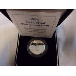 Great Britain 1994-Bank of England Tercentenary £2 silver proof- Royal Mint Case and certificate
