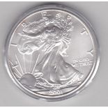 USA 2001 Eagle Dollar- .999 silver, KM 273, Walking Liberty, BUNC, with certificate