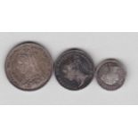Victorian Silver 1843.1 ½d, 1887 6d and 1838 Groat, F to VF (3)