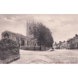 Postcards-Essex-Dedham Village + Church-Street Scene black and white, used 1927