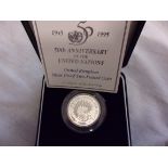 Great Britain-1995-Two Pounds – 50th Anniversary of The United Nations-Silver Proof-Royal Mint box
