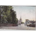 Postcards-Suffolk-Stowmarket-Station Road colour Street scene, used 1906 Stowmarket