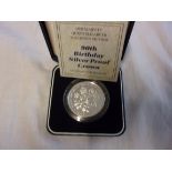 Great Britain 1990-Queen Mother’s 90th Birthday £5, silver Proof, Royal Mint Case + certificate