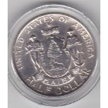 USA 1920 Half Dollar-.900 silver half dollar Maine Centennial, mintage 50,028, VF, with certificate