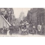 Postcard-Fleet Street-a superb-II-postcard packet with trams and activity-used 1908