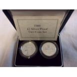 Great Britain 1989-Two Pounds silver proof, two-coin set (Bill of Rights and Claim of Rights) (2)