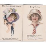 Postcards-Glamour/Millinery-Artist cards (3) Beauties-American Girl series, No.s 41, 64 and 71,